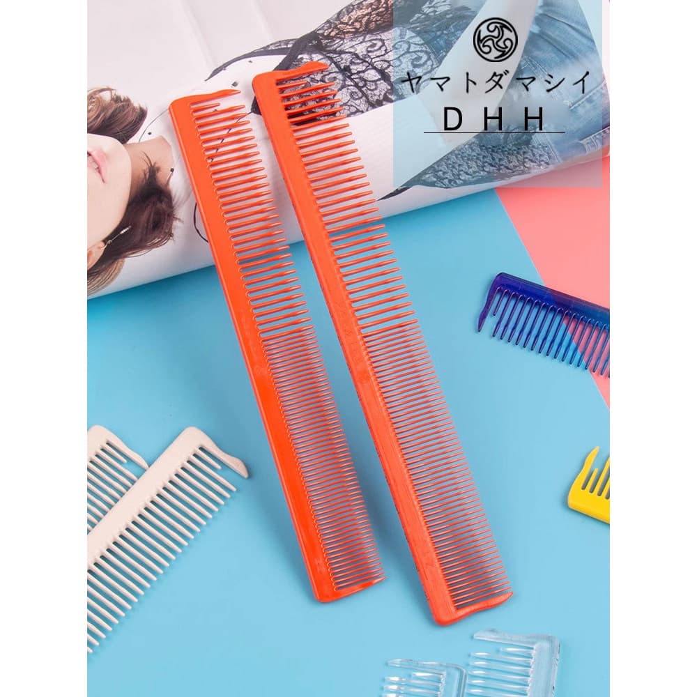DHH pente de corte de cabelo profissional, escala transparente, 18cm, cabelo curto, 20cm, pente de cabelo longo, faca, t