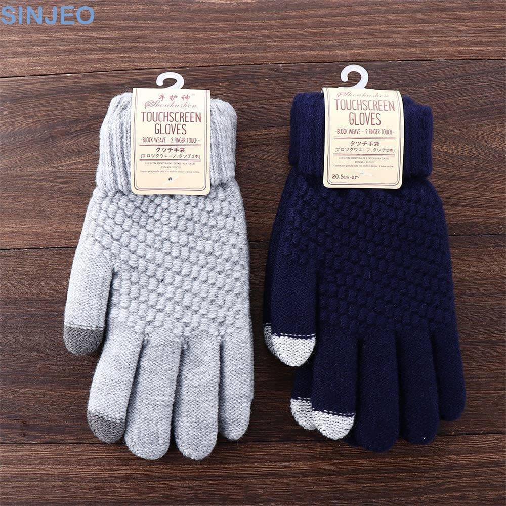 SINJEO Luvas Mujer Sensoriais Completas Inverno Feminino Menina Tela Guantes Malha De Lã Quente