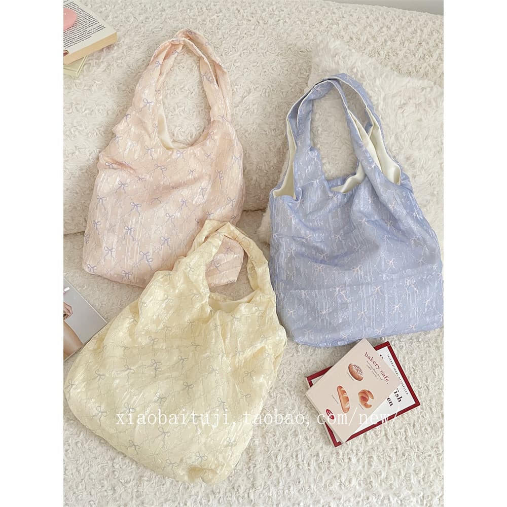 Pequeno coelho branco mesa verão textura fresca arco bolsa de ombro fada bolsa de lona portátil axilas colete saco