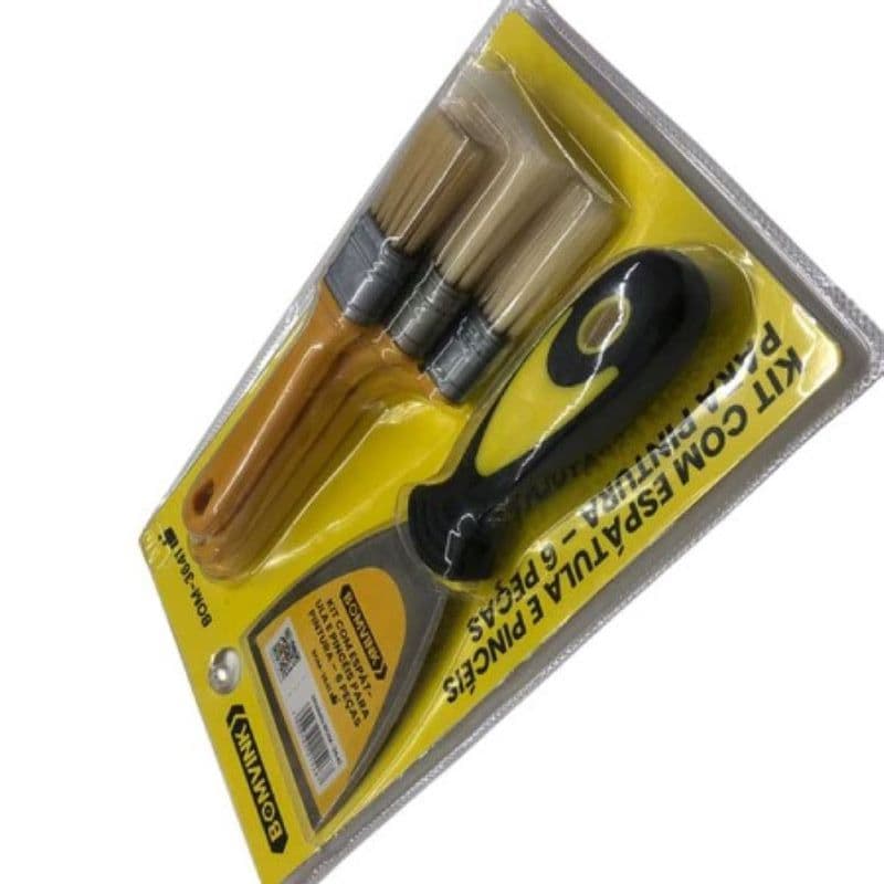 Kit Pintura Profissional com Espátula e Pincéis – Cerdas Densas, Acabamento Preciso e Alta Durabilidade