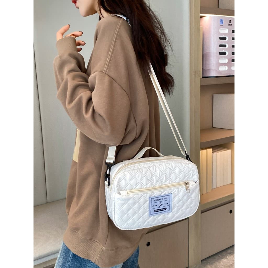 Casual saco do mensageiro feminino pequeno quadrado saco de ombro embreagem lona Mini All-Match diamante casual Commuter