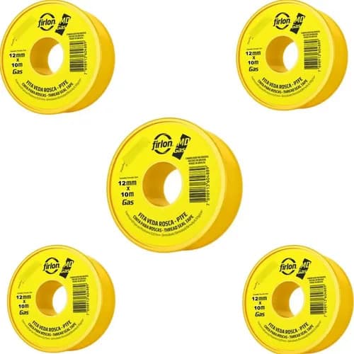 Kit 5 Fita Veda Rosca Md Gás Firlon 12mm X 10m P T F E