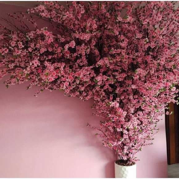 Kit 30 Hastes De Flores De Cerejeira Artificial , Flor De Pêssego , oriental Para Decoração De Casamento 65CM -A-504