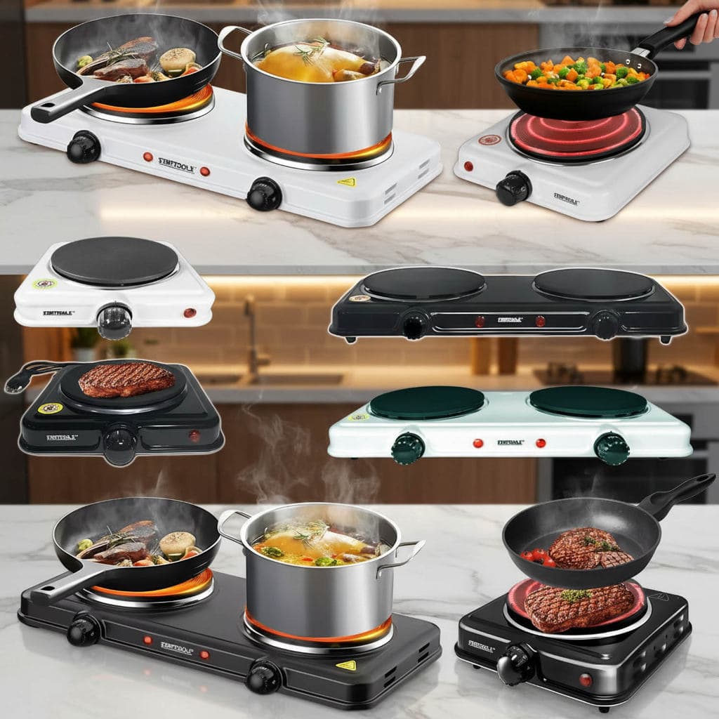 Startools Fogão Portátil Elétrico Indução Não Gruda Fogareiro de mesa Led Indicador Termostato