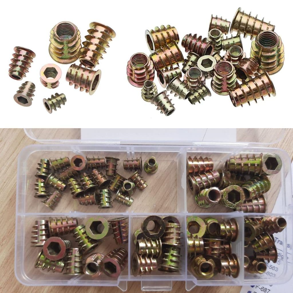 Kit 70 Porcas De Inserção Para Móveis Madeira M6*15 - M6*13 - M6*8 - M6*10 - M5*10 - M4*10