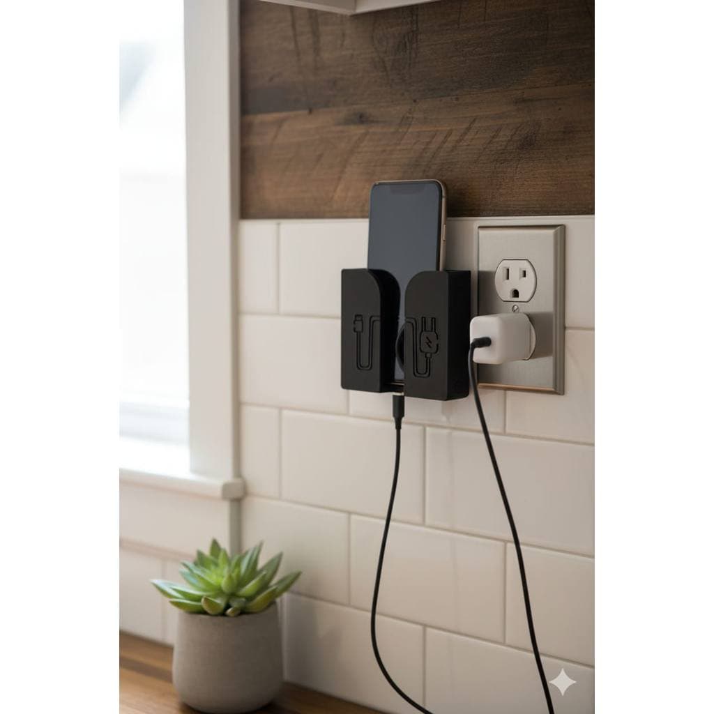 Suporte de Parede para Celular com Porta-Cabos - Dupla Face