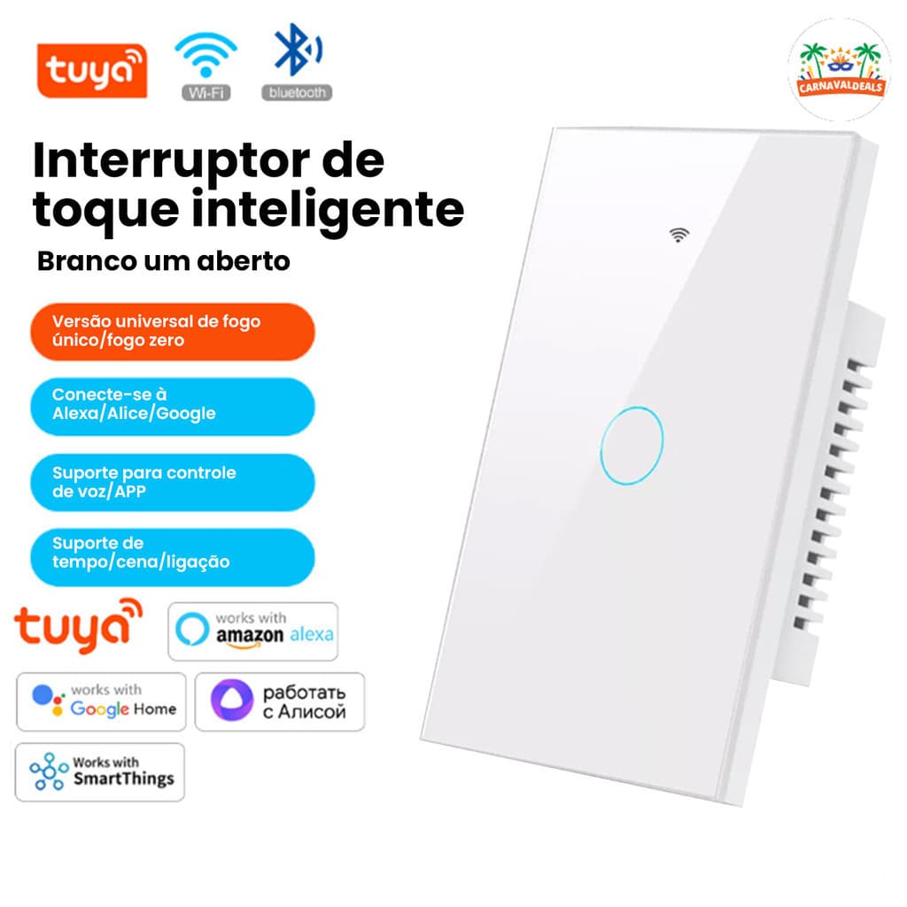 WiFi Interruptor com Tomada 1 Botão 2 Botões 3 Botões Conexão Fácil