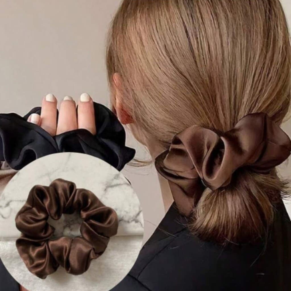 Xuxinhas que Não Marcam o Cabelo em Cetim Macio Kit 24 Unidades Tons Marrom Nude