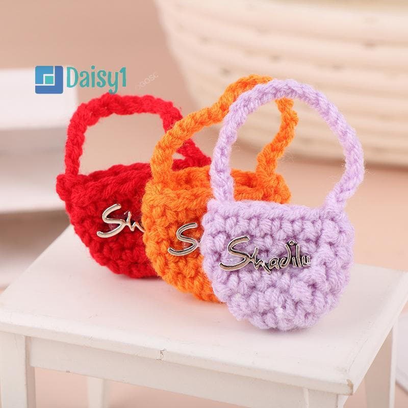 Daisy1 1 : 12 Mini Bolsa De Ombro Tecido Bonito Tricô Lã Crossbody Casa De Bonecas Brinquedos Acessórios Novo