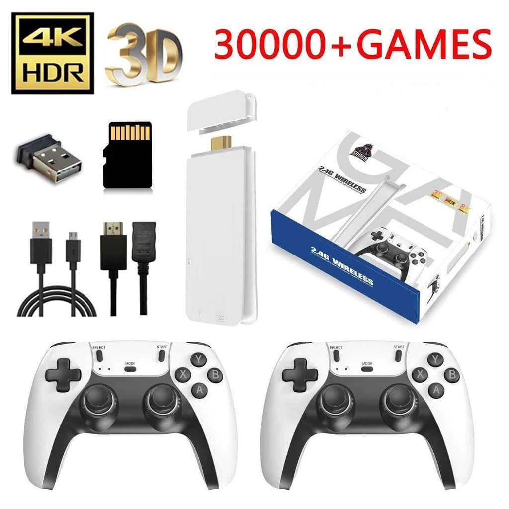 GameStick Retrô M15 PRO 4K Lançamento 64GB 20 mil Jogos Retrô Clássicos 2 Controles Sem Fio