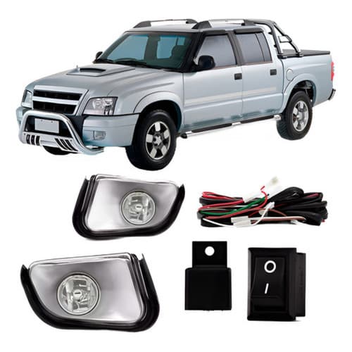 Kit Farol Auxiliar S10 Pitbull 2001 À 2011 Lente Vidro