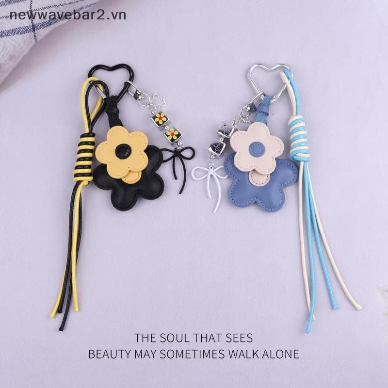 Chaveiro De Flor De Couro Fofo Da Moda Estilo Ins Corda Trançada Criativa Para Meninas Bolsa Pingente Chave Decoração Su