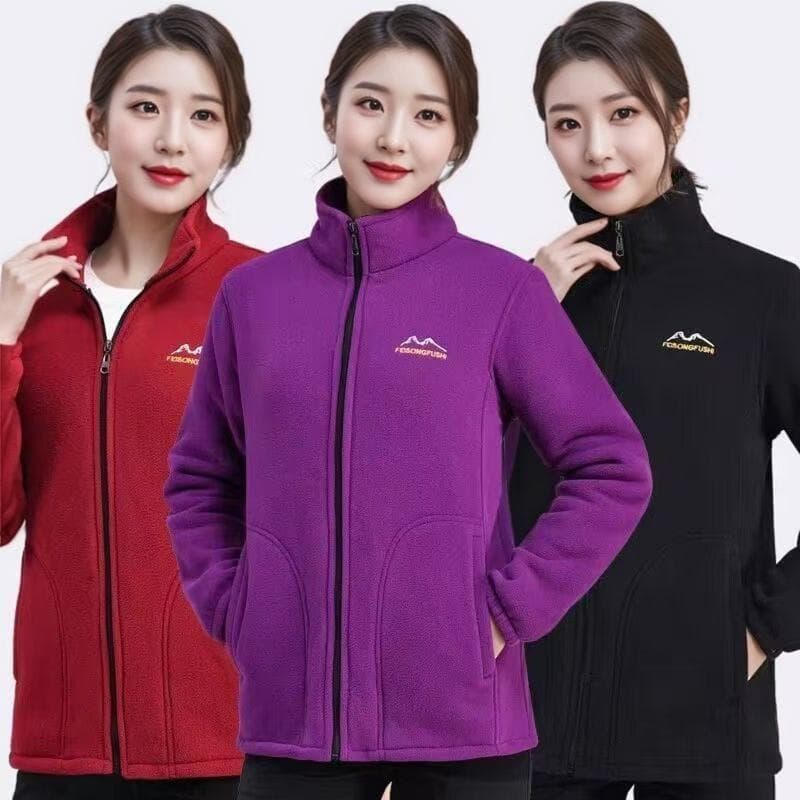 Jaqueta de lã feminina outono inverno forro de lã engrossado Cardigan novo estilo zíper gola solta moletom esportivo man