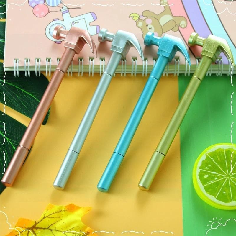 12 Pcs Hammer Gel Canetas De Martelo Conjunto De Para Estudantes Papelaria Escolar
