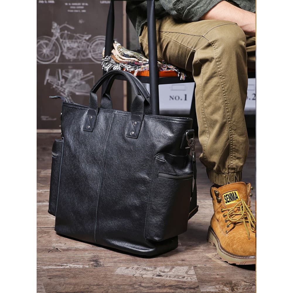 Bolsa masculina de couro de primeira camada Vertical de grande capacidade bolsa mensageiro de ombro de couro genuíno bol