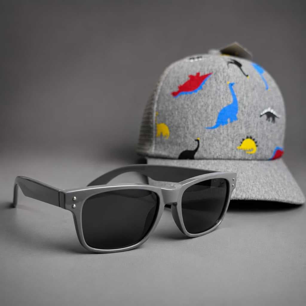 Boné + oculos infantil Menino Menina Dinossauro Telinha Truck Estampado 02 a 05  Boné de Criança Para Presente
