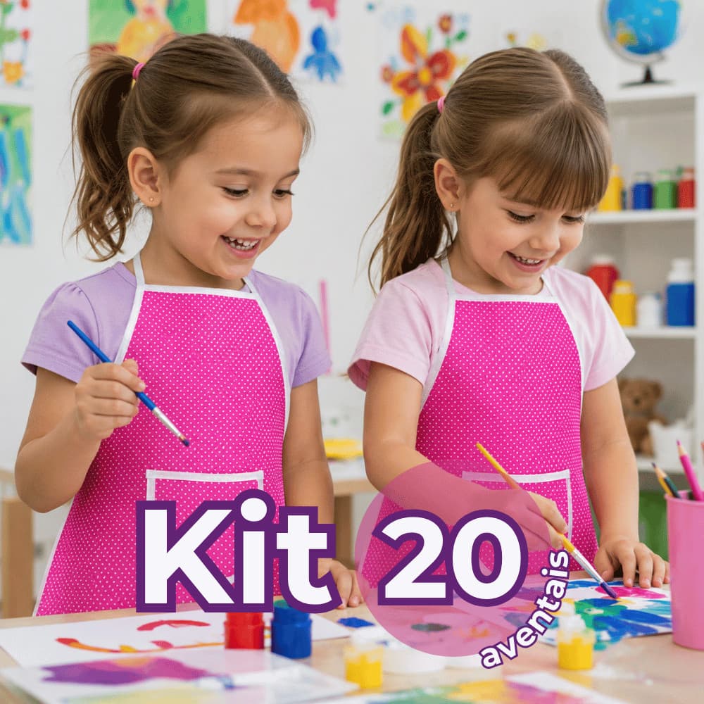 Kit 20 Avental Infantil Rosa Impermeável Escolar Para Pintura Artes