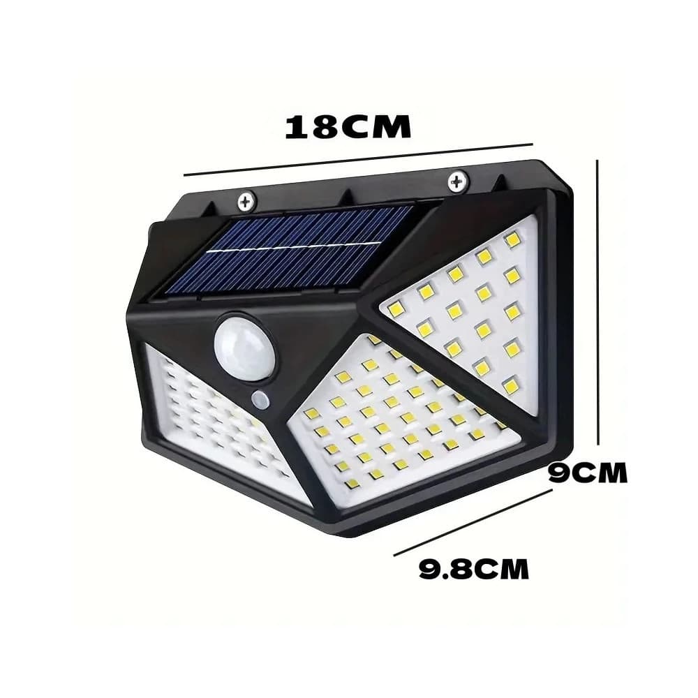 Luminária Solar 100 Led 18x12cm  Com Sensor De Movimento Indução Humana Inteligente Prova D'Água