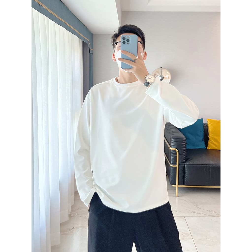 High-End sentimento puro algodão camiseta masculina na moda terno francês interior de manga comprida camisa de fundo luz