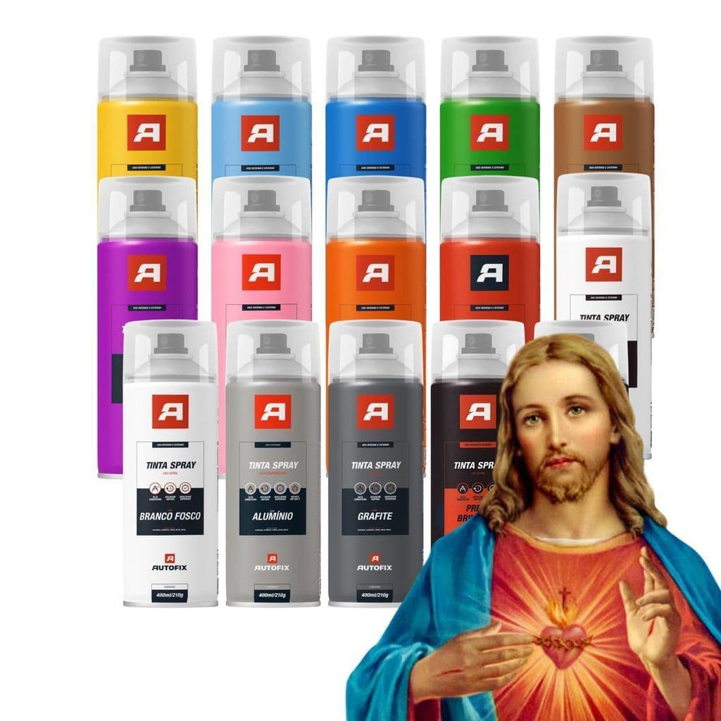 Tinta Spray Uso Geral 400ml - Autofix Cores Preto, Vermelho, Verde, Azul, Rosa e muito show