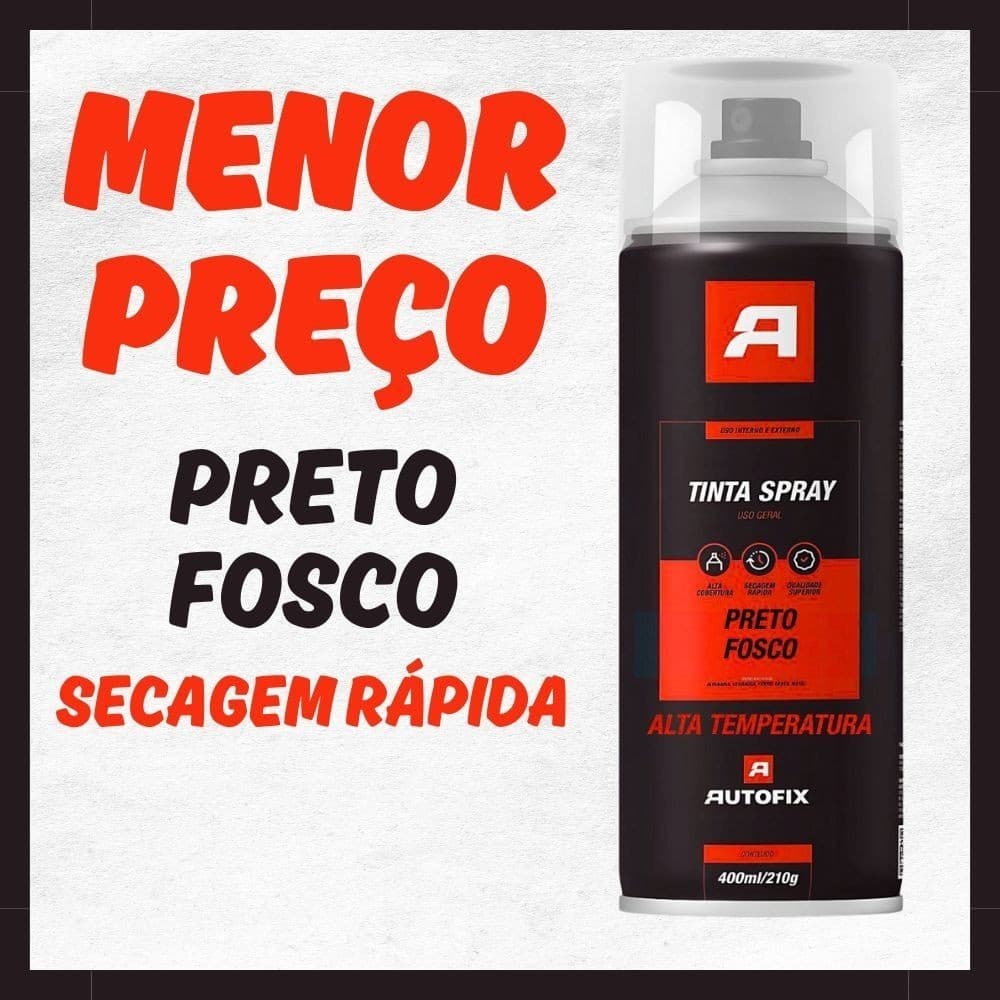 Tinta Spray Preto Fosco 400ml – Alta Qualidade Longa Duração Alta Cobertura Versátil