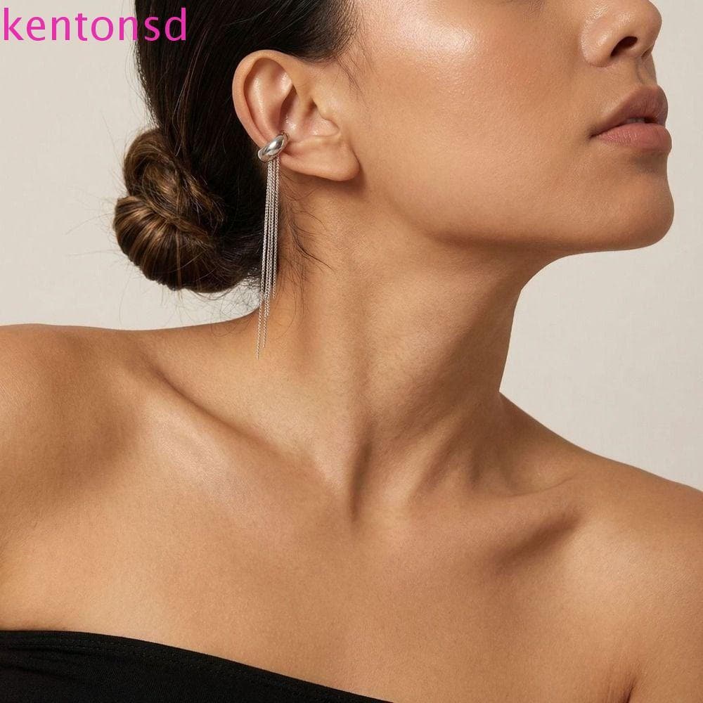 Punho De Orelha Em Forma De C KENTONSD , Clipe Dourado Prateado , Brincos De Borla De Formato Irregular Ouro 18K