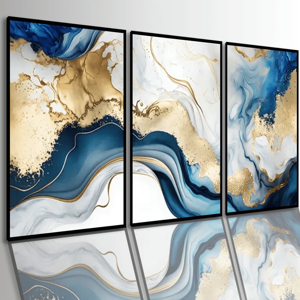 Quadros Decorativos Abstrato Efeito Mármore Moderno Luxo Sofisticado Sala Quarto