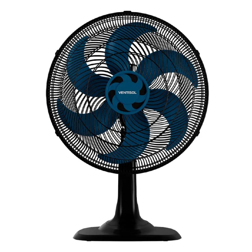 Ventilador de Mesa Turbo 6 Pás 40cm Azul, Suporte de Parede Integrado, Classe A , 3 Velocidades