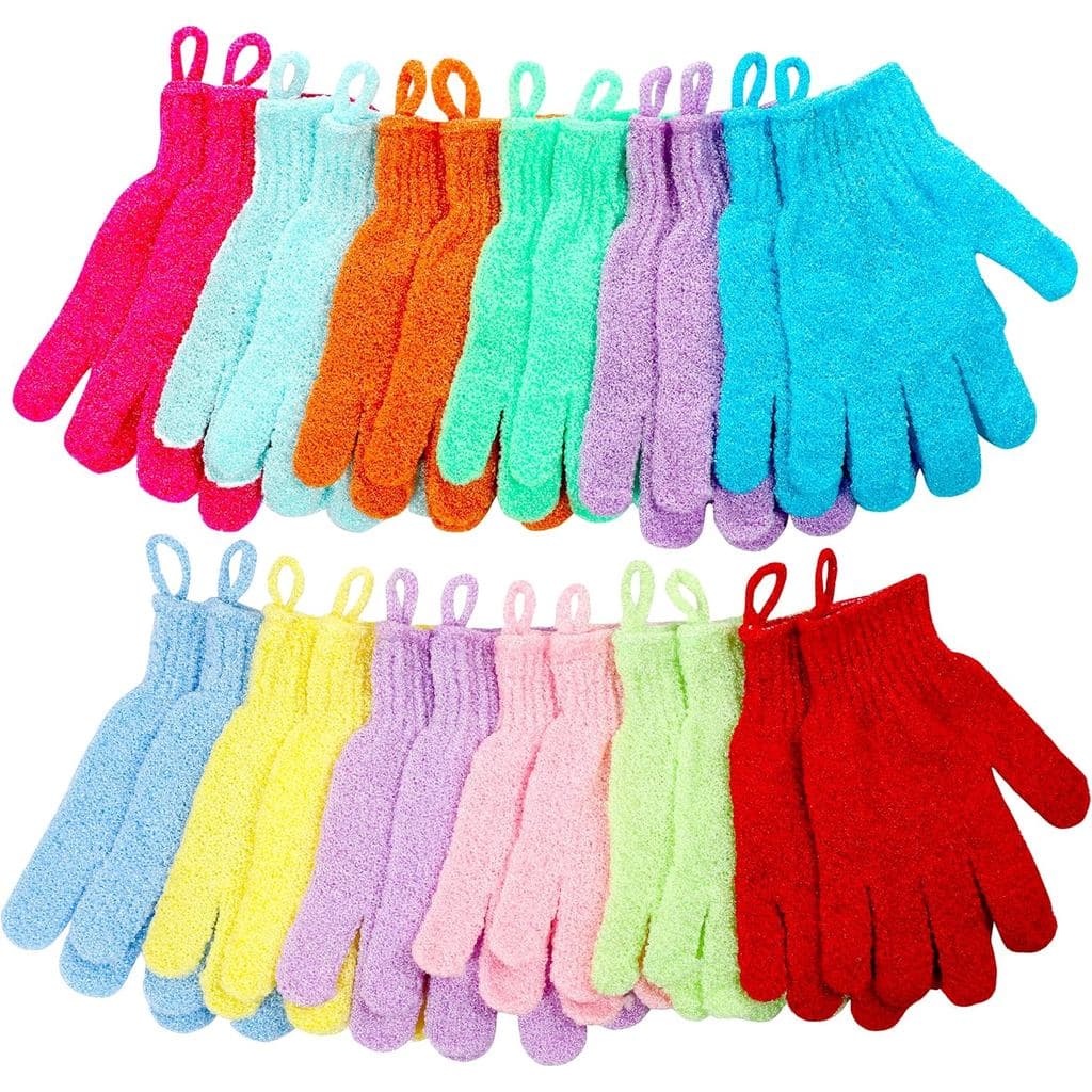 Luvas de Banho, 24 Peças de Luvas Esfoliantes para Banho, Luvas para Esfoliação Corporal com Alça para Pendurar para Mas