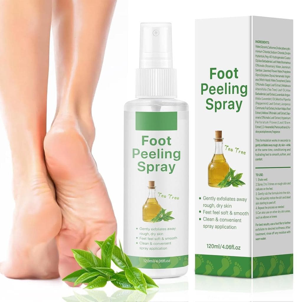 FootPeelingSpray,TeaTreeFootExfoliatorSpray,VeganBotanicals,Moisturizing&oothFeet,GentlyExfoliatesAwayRough,Dry,4.06fl.o