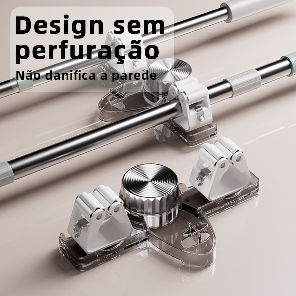 Suporte com Ventosa sem Furar Parede para Vassouras Rodos Mop Multiuso Ideal para Cozinha e Banheiro Organização
