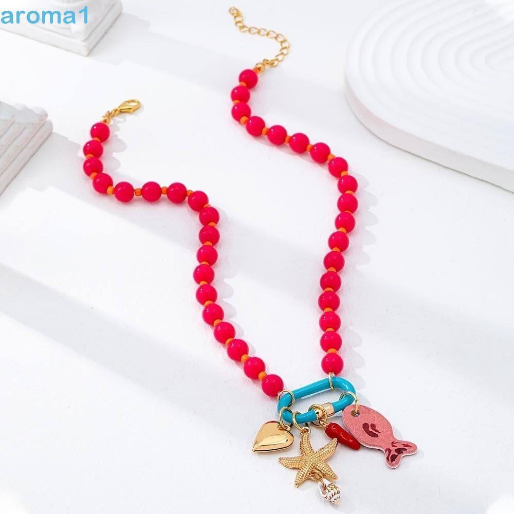 Colar De Contas De Resina Boêmia AROMA1 , Colorido Ajustável Com Pingentes De Estrela Do Mar , Série Marítima