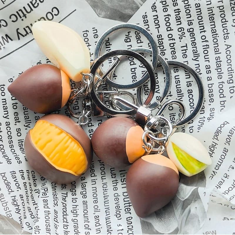 GODD Chaveiro Colecionável De Borracha Cultural Mini Castanha Porta-Chaves De Porca Realista