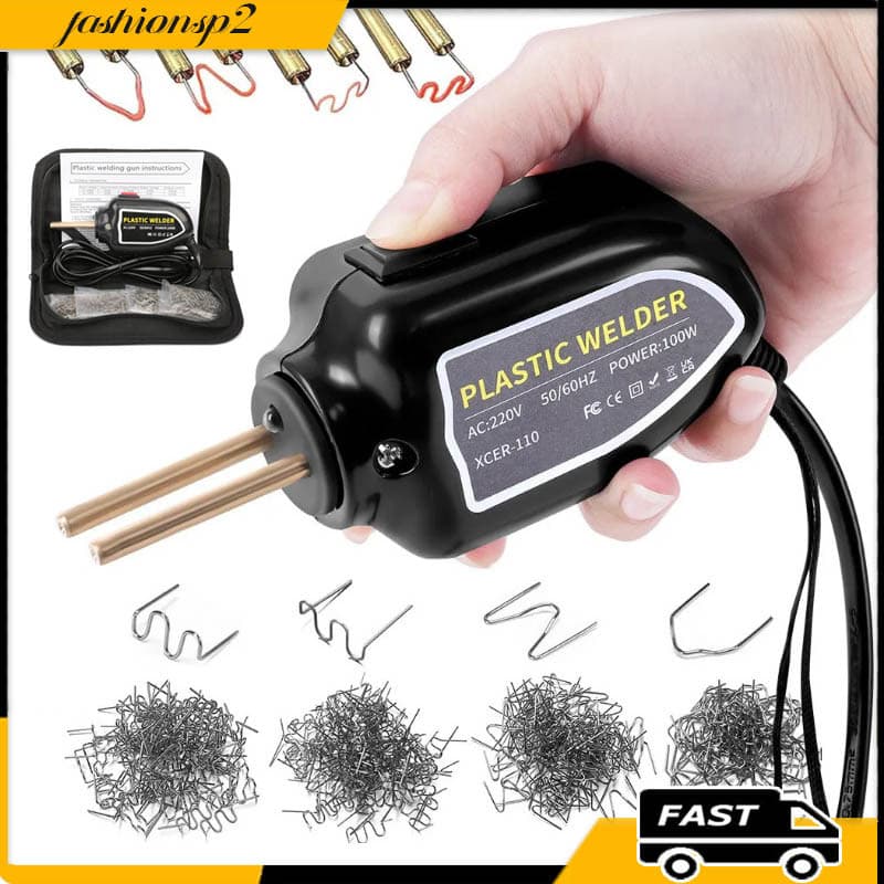 Mini Máquina De Solda Plástica Pistola De 100W 110V/220V 200pcs Kit De Reparo De Pára-Choques Grampeador