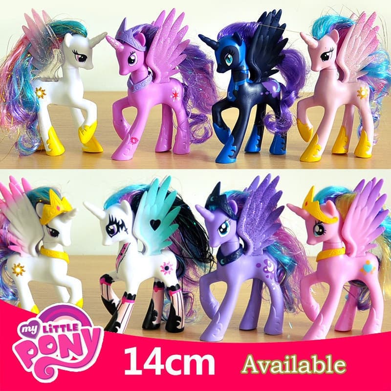 Figuras De Ação Princesa Celestia Luna Cadance My Little Pony Fluttershy Unicorn PinkiePie AppleJack Boneco Brinquedos