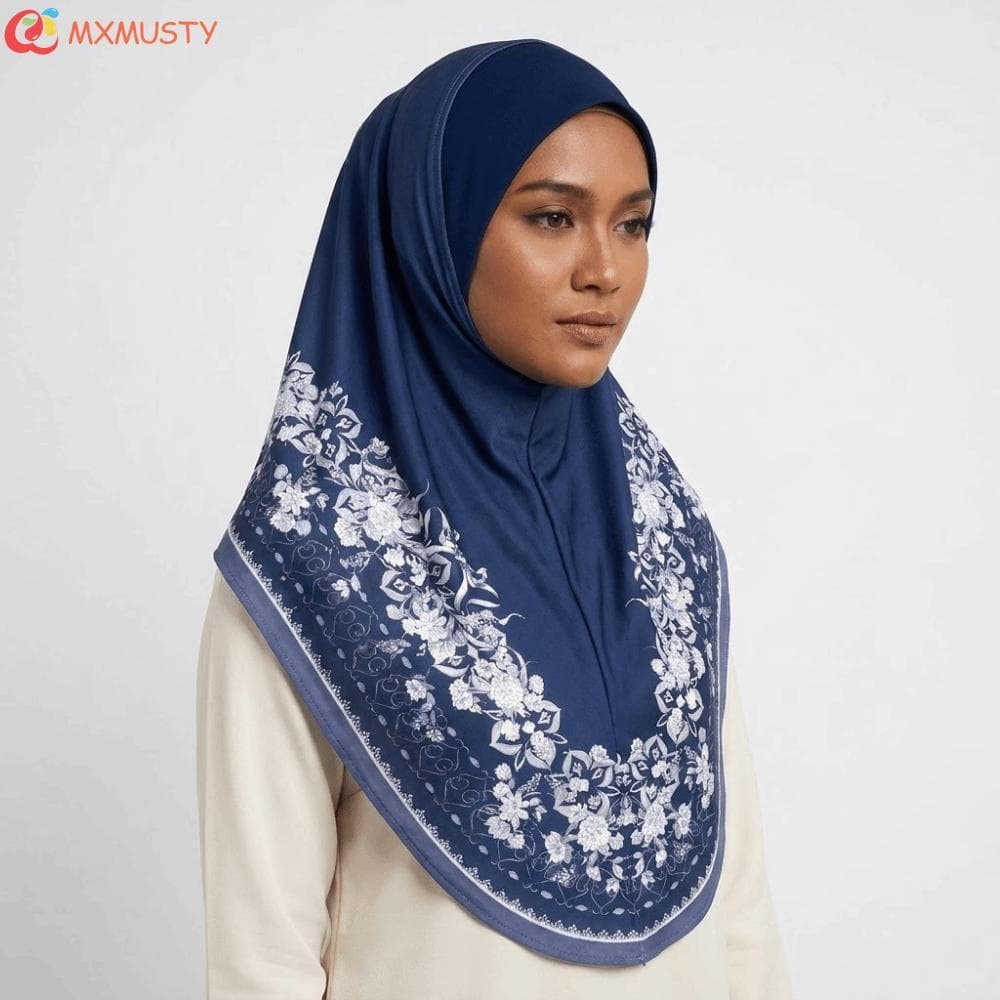 MXMUSTYZA Lenço De Cabeça Feminino Árabe Estampado , Turbante Floral Longo Estilo Étnico Respirável Eid Al-Fitr , Versát