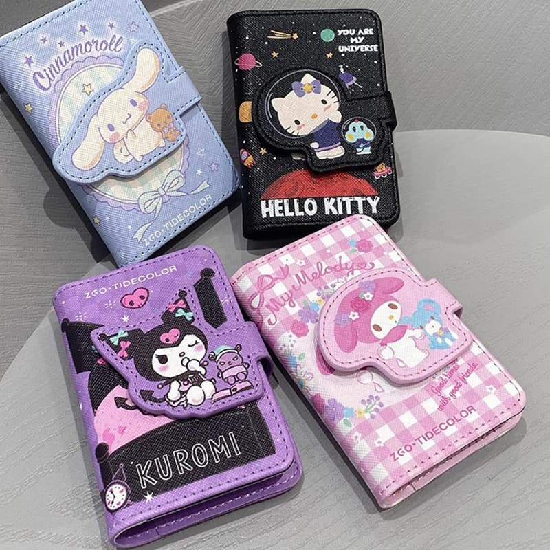 Carteira de Cartão de Desenho Animado Sanrio Kuromi My Melody Cinnamoroll Carteira de Identificação Multiuso de Grande C