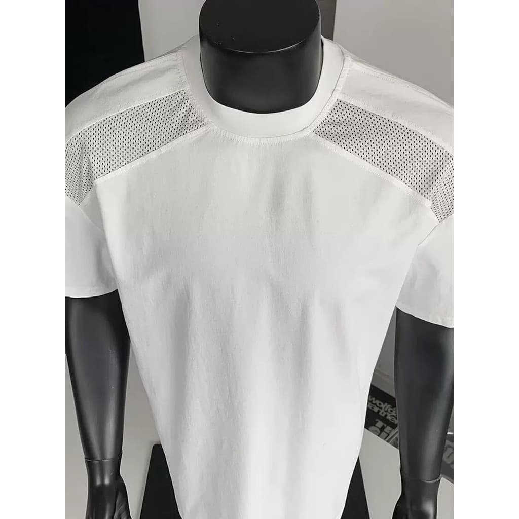 Camiseta masculina de manga curta branca de gelo de secagem rápida verão americano desconstrução meia manga Top Street W