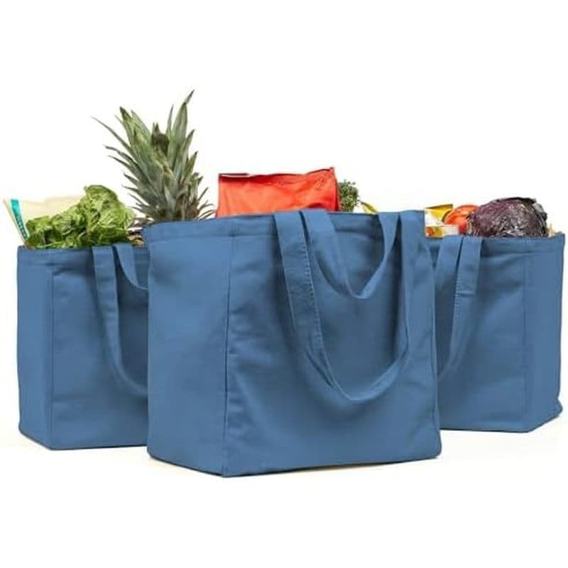 Conjunto De Sacola De Compras De Lona VeraMia 3 Peças XL Com Bolsos Reais , Alça De Ombro Longa E Curta . Serviço Pesado