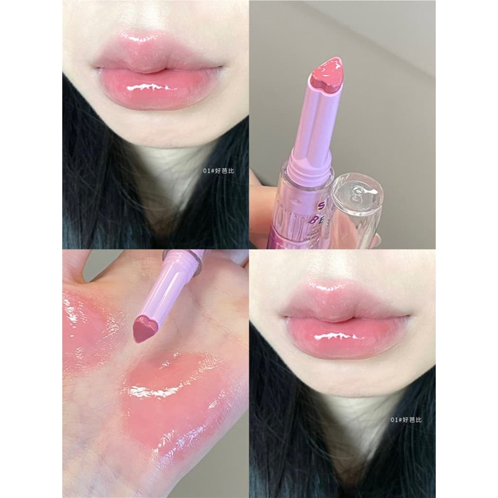 Primeiro beijo vara sólido brilho labial brilho de água lábio esmalte espelho batom geléia vidro batom caneta hidratante