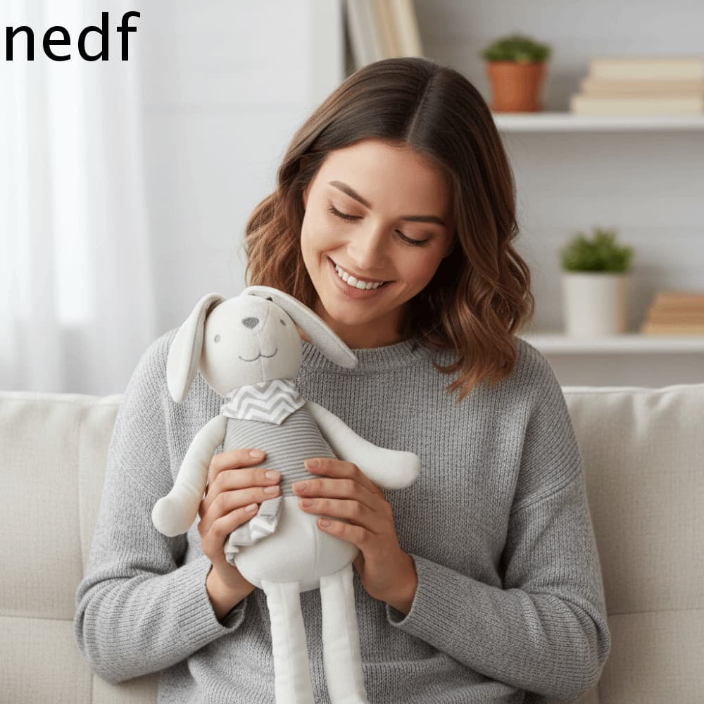 Boneca De Coelho NEDFS , Brinquedo De Pelúcia Com Design Calmante Macio Para Bebê , Macia Apazigua De Orelhas Compridas