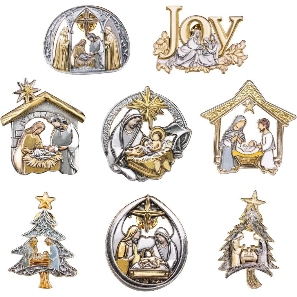 Landical 8 Peças de Pins de Lapela com Cena de Natividade de Natal, Presentes Religiosos, Pins de Estábulo e Broches, Je