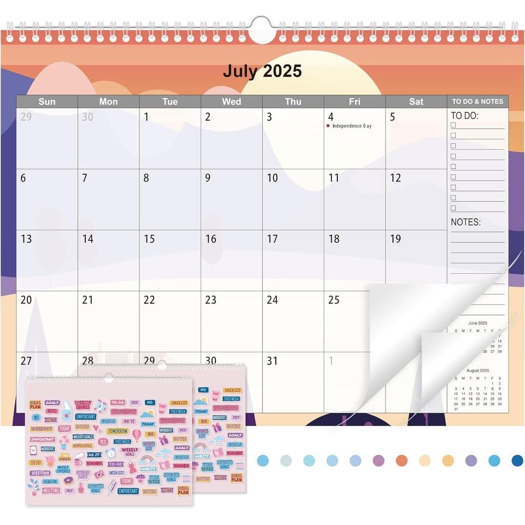 Calendário de Parede 2025-2026, Calendário de 2025-2026 de julho de 2025 a dezembro de 2026, Calendário de Parede Grande