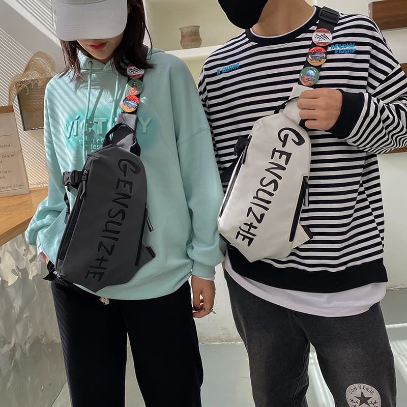 Bolsa de peito masculina ins Street Wear esportes estudante bolsa de ombro Casual menino cintura saco moda pequena saco