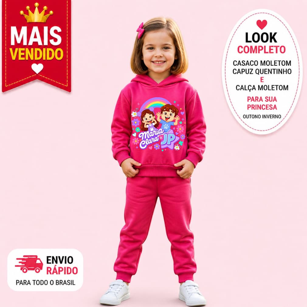 Conjunto Moletom Infantil Maria Clara JP Flanelado Inverno Roupa Menina 1 a 10 Anos Quentinho Blogueirinha Quente