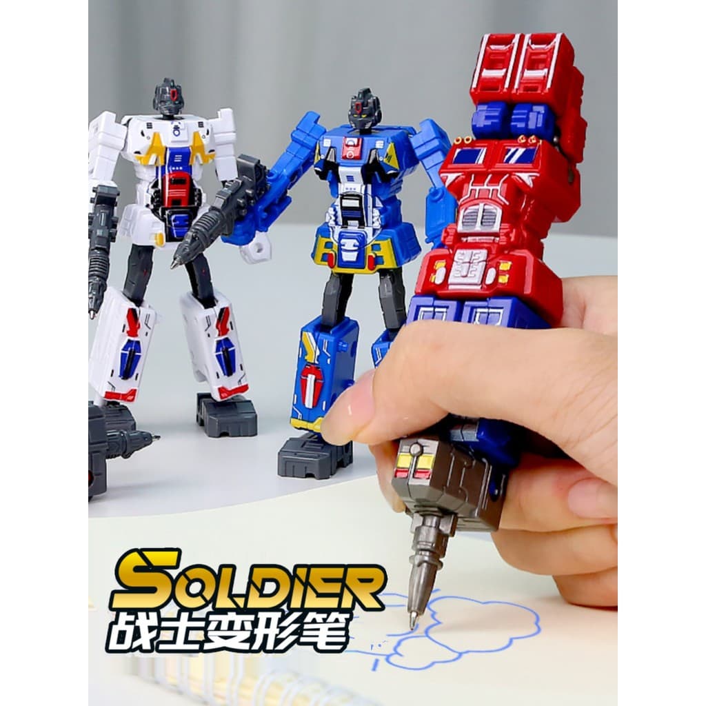 Deformação brinquedo guerreiro girando conjunta guerreiro robô caneta crianças estudantes dois-em-um brinquedo criativo