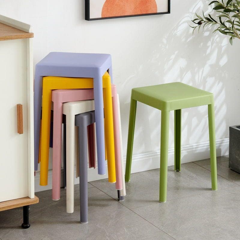 Banqueta de plástico para casa, sala de estar, espessada, mesa de jantar, banco alto, banco de plástico econômico, Extra