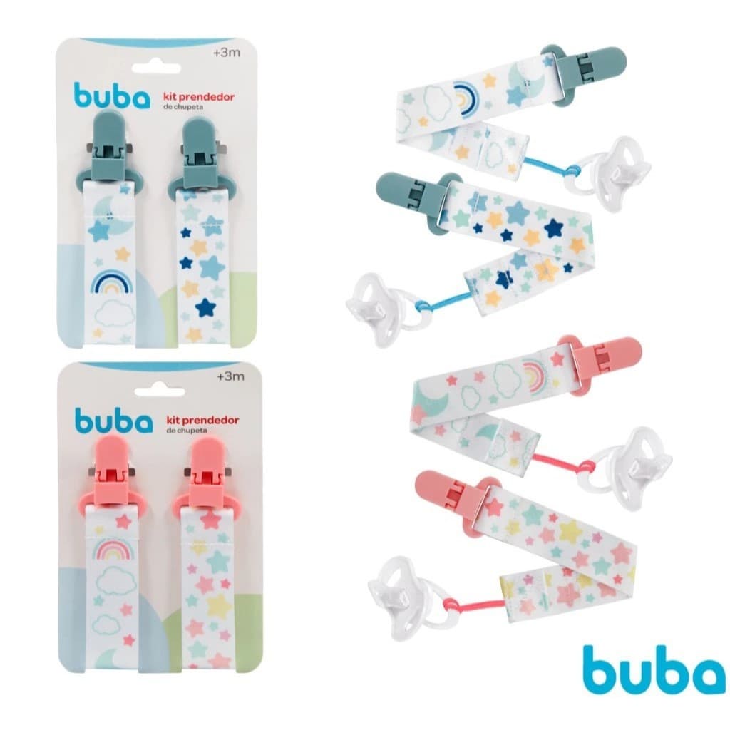 Kit 2 Prendedores De Chupeta Para Bebê Buba | Prendedor De Chupeta Infantil | Recem Nascido
