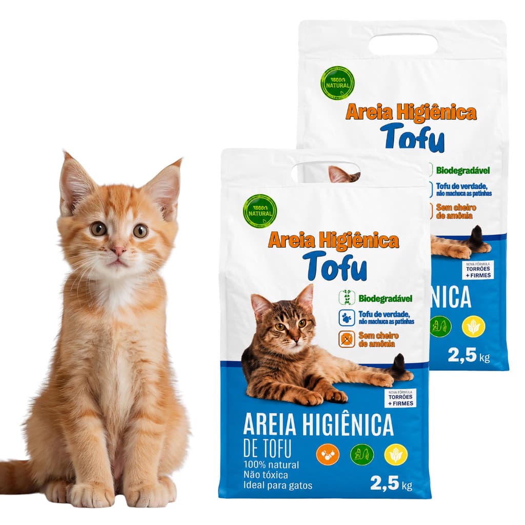 2 Un Areia Higiênica De Tofu Biodegradável Para Gatos Neutro 2,5kg Forma Torrões