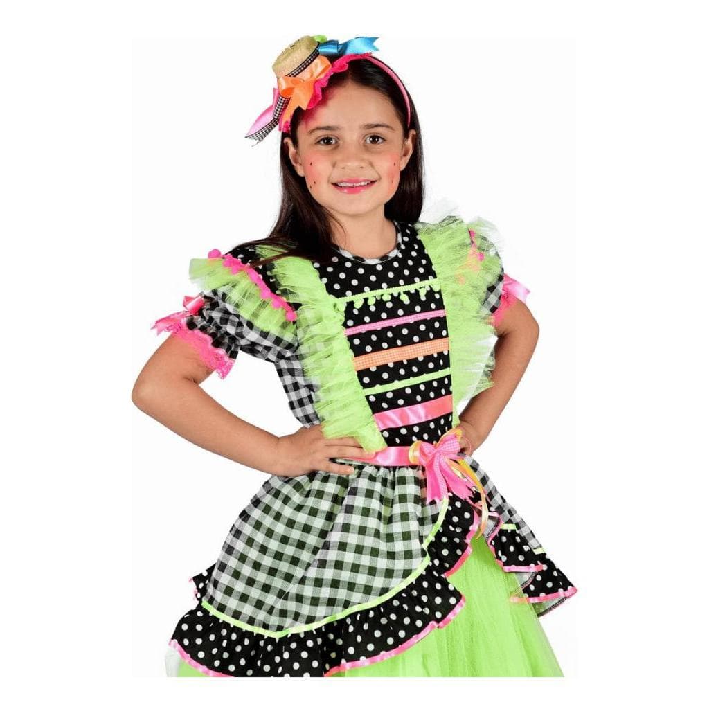 Vestidinho Junino Infantil Babados C/tiara Chapéu Papilloo